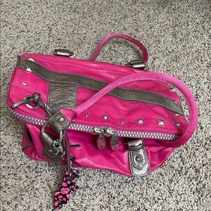 Kipling Pink and Silver Satchel